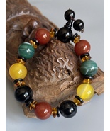 Chakra Natural Gemstone Beads Agate Elastic Yoga Reiki Pray Adjustable Bracelet - £91.92 GBP