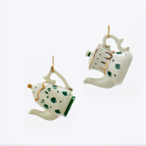 Kurt Adler Set Of 2 Hand Painted Porcelain Irish Mini Teapot Christmas Ornaments - £11.70 GBP