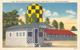 Main Entrance Camp Croft Spartanburg South Carolina linen postcard - $6.93