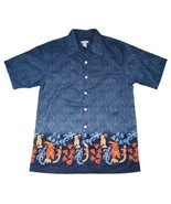 Utility Men&#39;s Size M Button-Up Short 100% Polyester Sleeve Blue Hawaiian... - £16.50 GBP