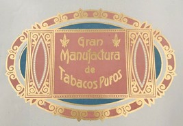 Antique Gran Manufactura de Tabacos Puros Inner Cigar Label 9 5/8&quot; x 6 1... - $21.49