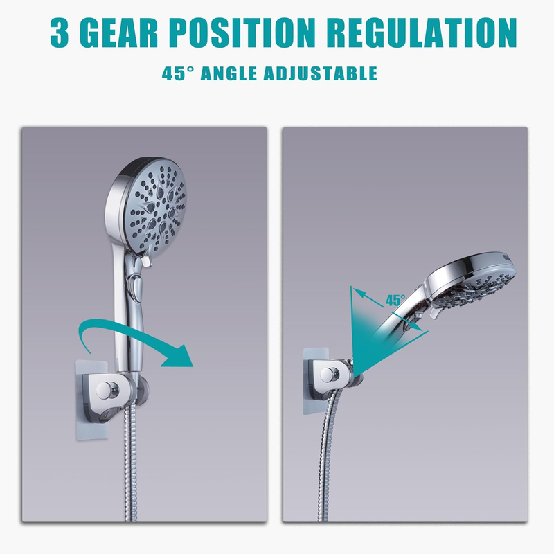 Handheld Shower Head Holder with 2 Hanger Hooks,Strong Adhesive&Waterproof No Dr Item image 4