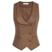 Breasted waistcoat vintage lapel collar vest coat with 2 pockets steampunk handkerchief thumb200