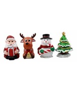 Merry Christmas Santa Reindeer Snowman And Christmas Tree Figurine Set 4... - $51.67 CAD