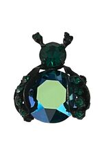 Vintage Weiss Bug Brooch Green Rhinestone Figural Insect Pin Japanned Metal - $28.80