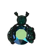 Vintage Weiss Bug Brooch Green Rhinestone Figural Insect Pin Japanned Metal - $28.80