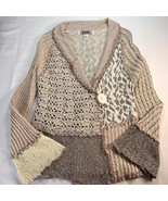 CURIO Cream, Mauve Boucle Knit Button-Up Cardigan Artsy Lagenlook Small - $33.87