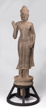 Ancien Phnom Da Style Debout Pierre Protection Khmer Bouddha - 123cm/49 &quot; Grand - £8,861.34 GBP