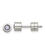 Chisel  Pink CZ June Birthstone Post Earrings Stainless Steel Polished - £27.81 GBP