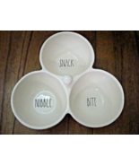 Rae Dunn SNACK NIBBLE BITE Divided Snack Candy Dish Bowl Tray Hosting Party - $11.87