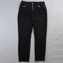 Maurices 9 / 10 High Rise Button Fly Raw Hem Washed Black Stretch Denim Jeans - £11.08 GBP