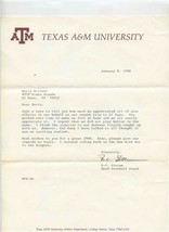 Texas A&amp;M University Letters 1990 Sun Bowl R C Slocum Wally Groff Billy Pickard - £33.23 GBP