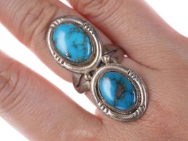 Vintage Navajo Sterling turquoise ring y - £178.48 GBP