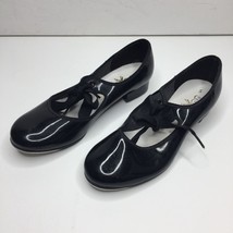 Vintage Spotlights Girls Black Mary Jane Patent Tap Dance Shoes Tie Clos... - $14.99