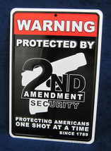 Protecting Americans 2ND AMEND Security *US MADE* Embossed Metal Warning... - $15.75