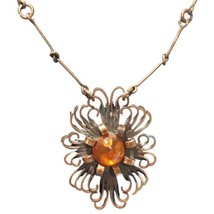 art deco copper long necklace 30” - £138.68 GBP
