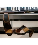 Coach Fallon brown patchwork suede wood heel clogs - $355.14 MXN