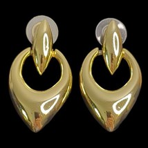 Vintage Gold Tone Dangle/Drop Earrings Chunky Doorknocker Pierced - $4.70