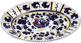 Platter Plate Deruta Majolica Orvieto Rooster Oval Large Blue Ceramic Handmade - £266.76 GBP