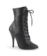 PLEASER Sexy 5&quot; Stiletto High Heel Black Faux Leather Ankle Boots SED102... - $117.55 CAD