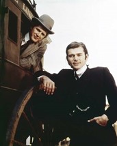 Alias Smith and Jones Ben Murphy &amp; Pete Duel pose by stagecoach 8x10 inch photo - £7.64 GBP