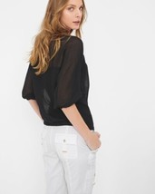a.n.a® Black Sheer Delight Peasant Long Sleeve Blouse Size M - £11.94 GBP