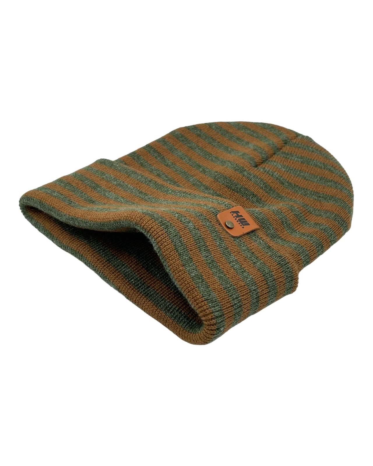 HAAKWEAR Classic RORO Cuffed Beanie / Hat - Brown / Green, Made in USA - $29.00