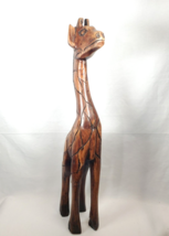 Large Hand Carved Wood 19 3/4&quot; GIRAFFE Wooden Figurine - £7.41 GBP