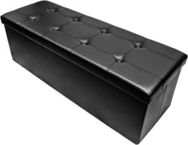 Sorbus Storage Bench Chest – Collapsible/Folding Bench Ottoman with Cover, Black - £65.25 GBP