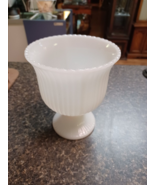 E.O. Brody M3000 Ribbed Scalloped  Milk Glass Vase Pedestal Planter - $29.69