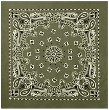 Rothco Jumbo Trainmen Paisley Bandana Cotton OD Green Headwrap Face Cove... - $9.53