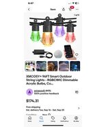 XMCOSY+ 96FT Smart Outdoor String Lights - RGBCWIC Dimmable Acrylic Bulb... - €69,10 EUR