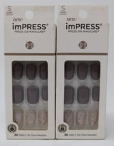 KISS imPRESS Press-On Manicure Nail Kit PureFit Technology Short Press Lot of 2 - £13.92 GBP