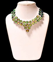 Multi Color Dichroic Glass Gemstone 925SilverOverlay Handmade Statement Necklace - £40.05 GBP