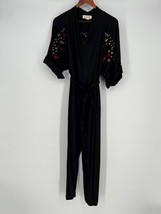 Tallulah &amp; Hope Gloria Jumpsuit Sz 8 Black Embroidered Birds Wrap - £114.81 GBP