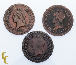 France Un Centime 3-Coin Lot 1850, 1851 &amp; Lan 6 De Paris Excellent État - £41.28 GBP