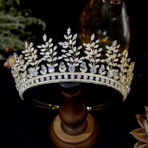 AAA CZ Branches and Flowers Tiaras Full Cubic Zirconia Crystal Big Crowns Bride  - £98.01 GBP