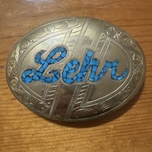 Turquoise Chip Inlaid Belt Buckle Over 4&quot; Wide Stamped AD On Back - $130.00