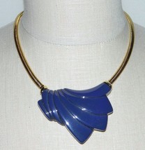 VTG TRIFARI Modernist Abstract Art Deco Gold Tone Purple Lucite Choker NWT - $98.01