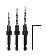 Countersink Drill Bit Set, 3Pcs Tapered Drill Bits M2 Hss, With 1/4&quot; Hex... - $29.93