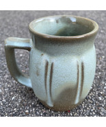 Frankoma Pottery Mug C8 Blue Green Ribbed Barrel EUC - £15.23 GBP