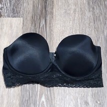 Pink by Victoria’s Secret Black Satin Lace Trim Strapless Bustier Bra Si... - $372.45 MXN