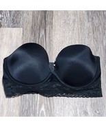 Pink by Victoria’s Secret Black Satin Lace Trim Strapless Bustier Bra Si... - $27.53 CAD
