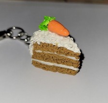 Carrot Cake Keychain Accessory Sweet Dessert Ake Frosted Carrot Decorated - £6.88 GBP