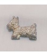 Vintage Scotty Dog Silver Tone Brooch Pin Rhinestone  1&quot;  Signed Mi Puppy - £15.34 GBP