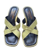 Donald Pliner Sandals Womens 6.5 M Green Viru Embossed Croc Shoes Open T... - £23.32 GBP