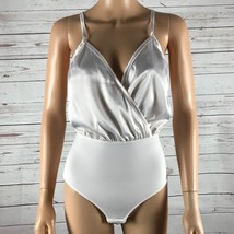 INC Women&#39;s (Oat Milk) Surplice Satin Cami Bodysuit, NWT SMALL - £13.83 GBP