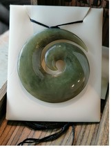 New zealand INANGA Jade Greenstone KORU Large size Pendant / Necklace 45mm - £171.05 GBP