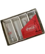 Coca Cola Drinking Glasses Anchor Hocking Set Of 4 In Metal Tray New Sea... - $370.83 MXN