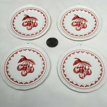 Set of 4 Red Cherry Ceramic Mini Plates Coasters Hanging Wall Art Decor ... - £29.06 GBP